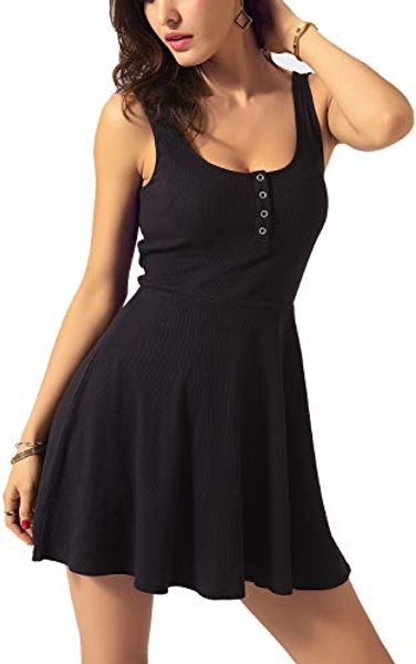 

sviuse women's summer basic sleeveless swing skater sundresses casual mini tank dress, Black;gray