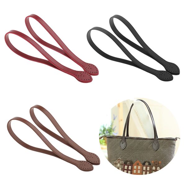 

2 pcs bag belt detachable pu leather handle lady shoulder bag diy replacement accessories handbag band handle strap band, Black