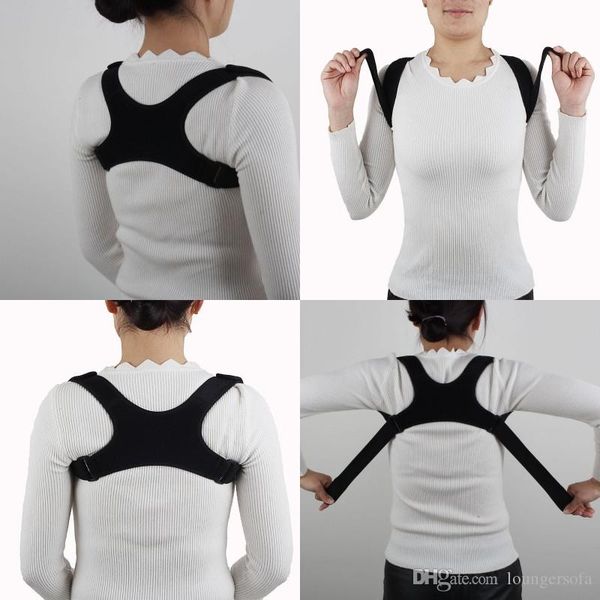 

shoulder posture correction humpback back pain relief corrector brace spine posture corrector protection cloth band 17yc hh, Black;blue