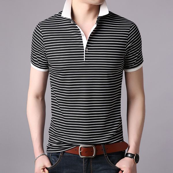 

summer new men classic bar men stand collar leisure polo shirt based casual sweat breathable short-sleeved shirt men, White;black