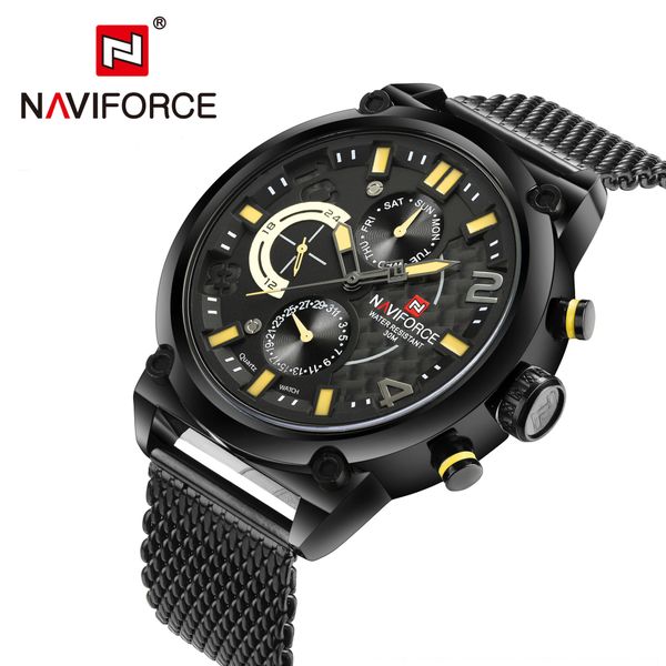 

naviforce lingxiang 9068s men's student electronic electronic watch sports braided mesh belt quartz watch, Blue