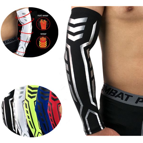 

basketball volleyball arm sleeve compression cycling mangas outdoor sports running cover arm warmer sun uv protection elbow pad, Black