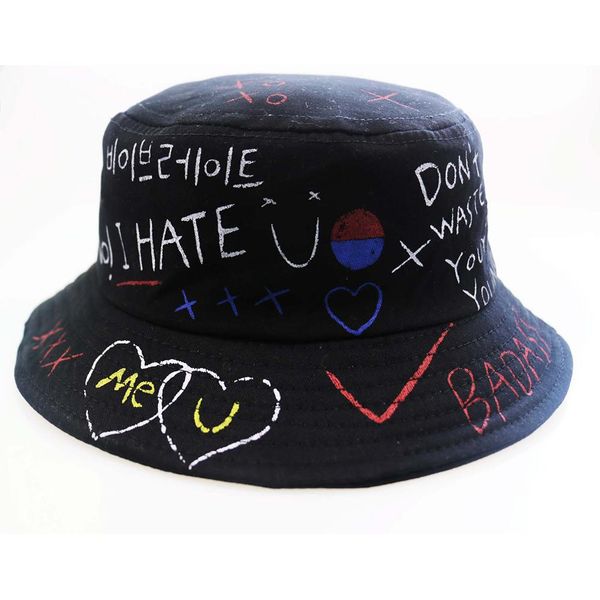 

studyset fisherman cap neutral graffiti fisherman sun hat letters graffiti dome cap girth cotton 56-58 cm, Blue;gray