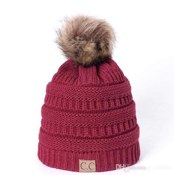 

spot winter woolen cap cc hats knitted hats gorro bonnet pom-pom for hat warm cap for winter 54-60cm fa3284