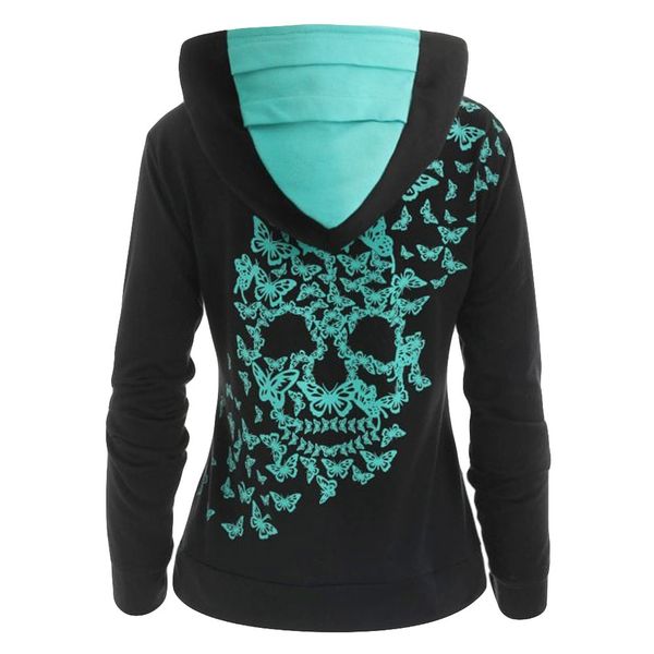 

женская одежда женская толстовка толстовка толстовка женщины harajuku streetwear череп печать hoodie осени мода kawaii корейский тонкий одеж, Black