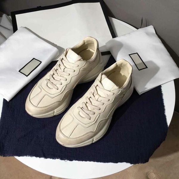 

mens womens rhyton vintage trainer sneakers shoes fashion leather casual dance dress casual dad shoes l14, Black