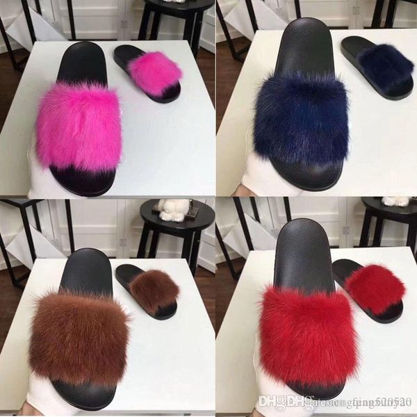 

fashion outdoor leather beach woman sandals one word set foot luxury high-end luxury hair shoes soft sole l plush slippers size 42, Black