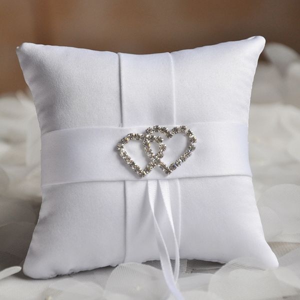 

new style pure white cross double heart bride wedding ring pillow wedding ring setting