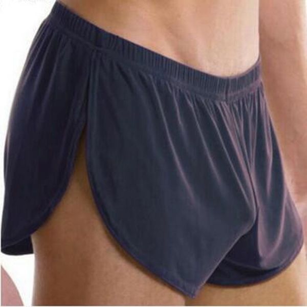 

fashion sleepwear loose comfy mens boxer shorts pajamas side split underwear shorts panties underpants trunk cueca homme, Black;white