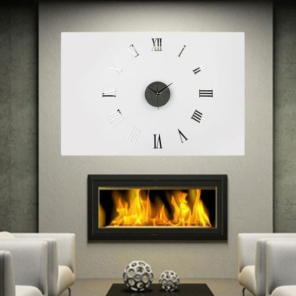 

silver roman clock decor home diy 3d wall number