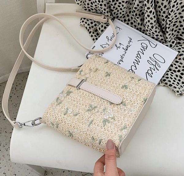 

the new lace embroidered beach woven bags dual-use retro wild casual straw bag