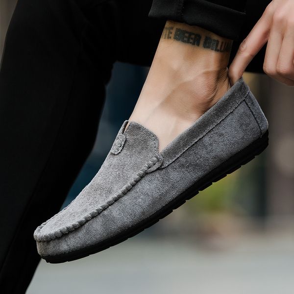 

england men's casual shoes suede driving shoes loafers spring/autumn new fashion low-simple breathable man slip-on, Black
