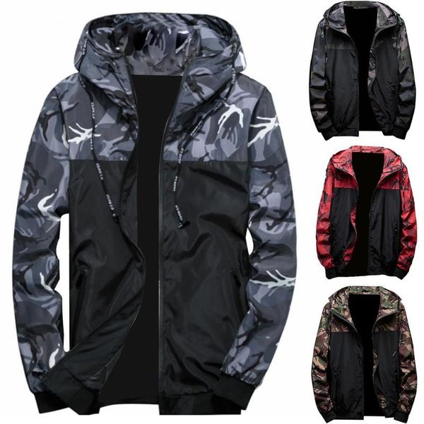 

autumn winter jackets men camouflage hooded coats casual zipper male windbreaker men clothing jackets clothes for, Black;brown