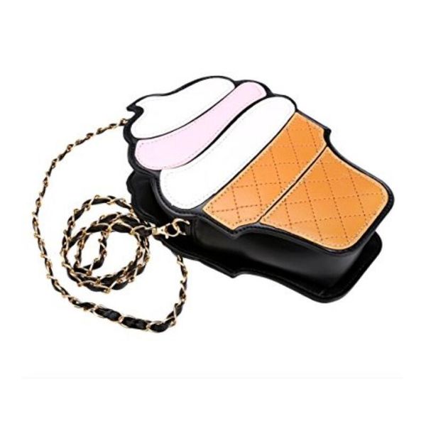 

2020 ice cream bag fashion 2d funny ice cream handbag messenger zipper bag purse crossbody splicing messenger body key bag