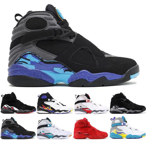 

ale air retro jordan basketball shoes for mens 8s valentines day 3peat aqua chrome countdown pack mens sports sneakers size 7-13, White;red
