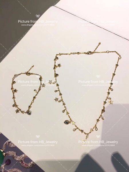 

Fashion brand designer Crystal Star Necklace / Bracelet for lady Women Party Wedding Lovers gift Luxury Jewelry for Bride with box