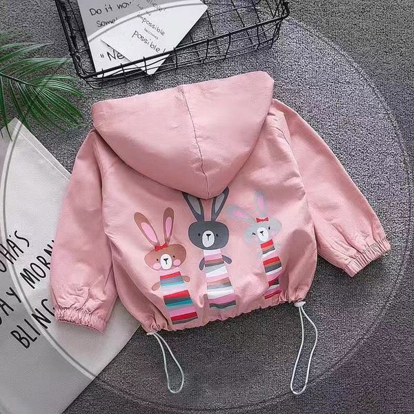 

2-8 years spring autumn girl's coat printed clothes children jacket kid windproof breathable clothing girl hoodie jacket, Blue;gray