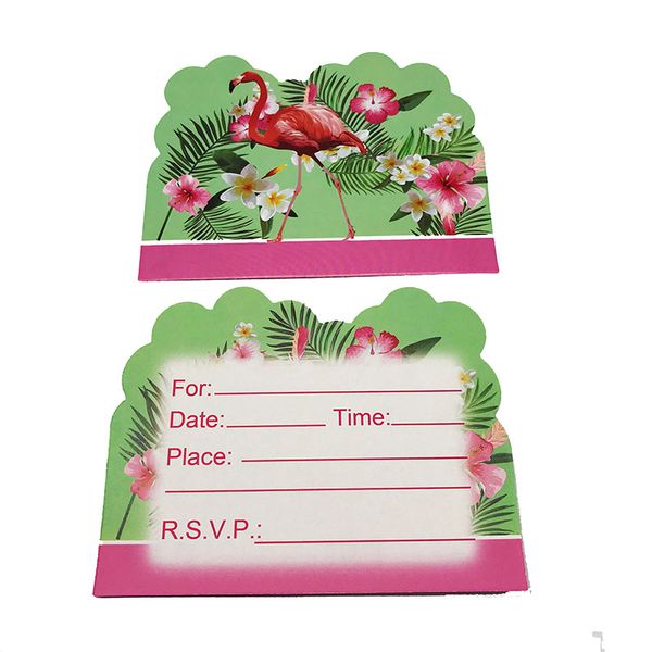

10pcs/pack flamingo theme invitations pink flamingo theme invitation cards pink paper invitations party decorations