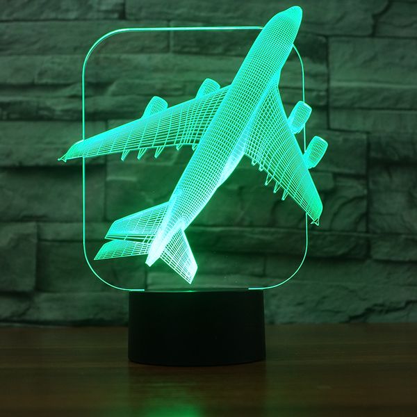 

led outstanding airplane lamp 7 changing colors 3d illusion night lamp