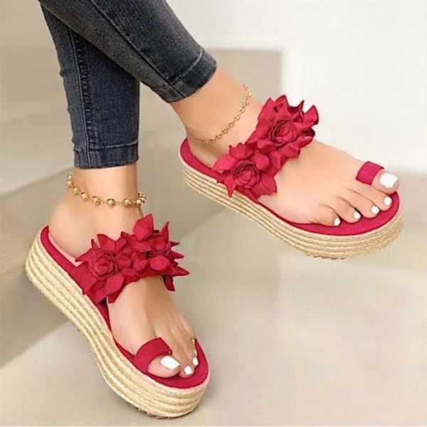 

2020 woman sandals platform flower slippers casual beach flip flops sandals women summer high heel sandal ladies, Black
