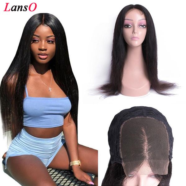 

4x4 кружево закрытия парик 150% плотность парик фронта шнурок с ребенком волосами бразильского фронт шнурка парики человеческих волос для че, Black;brown