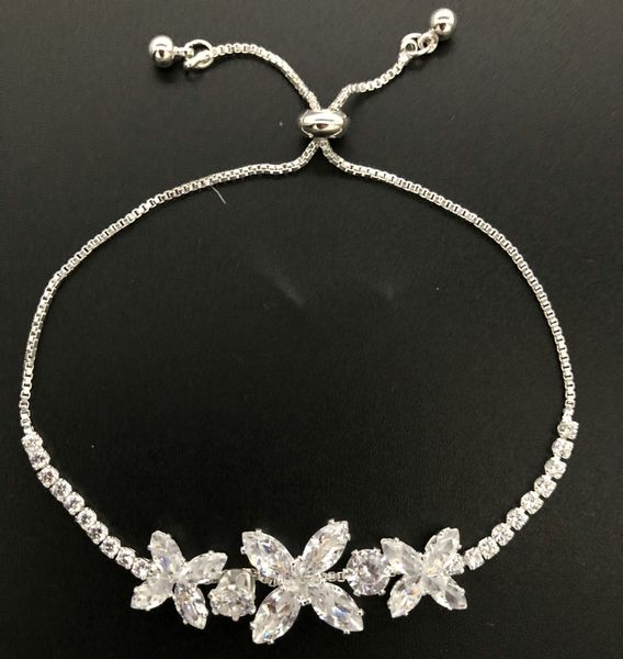 

cz cubic zirconia bolo tennis bracelet popular monica sparkling strand bracelets fine jewelry for women with adjustable chain, Golden;silver