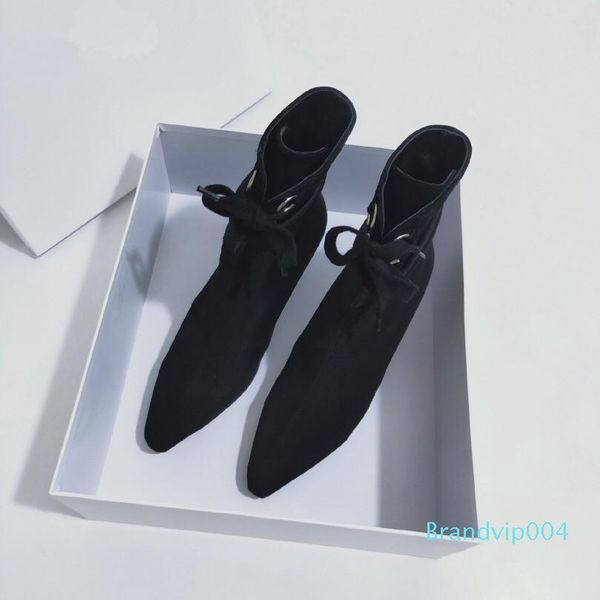 

new luxury womens ankle hlaf high heel woolen sock-like booties ladies high boots aftergame quincunx heel size 35-41 ks19090404, Black