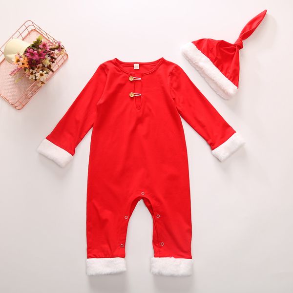 

newborn baby girls boys kids child solid santa christmas plush romper jumpsuit outfits baby clothes girls clothes boys, White