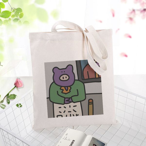 

funny illustrations canvas handbag tote bag shopping bag custom print text daily use eco ecologicas reusable recycle