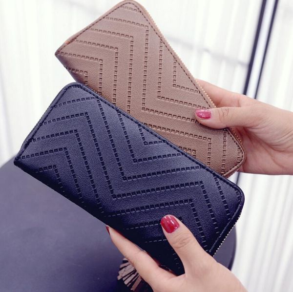 

designer women wallet sewing thread pu face long style lady zipper tassel wallet handbag fashion tassel zipper style lady portable wallets/5, Red;black
