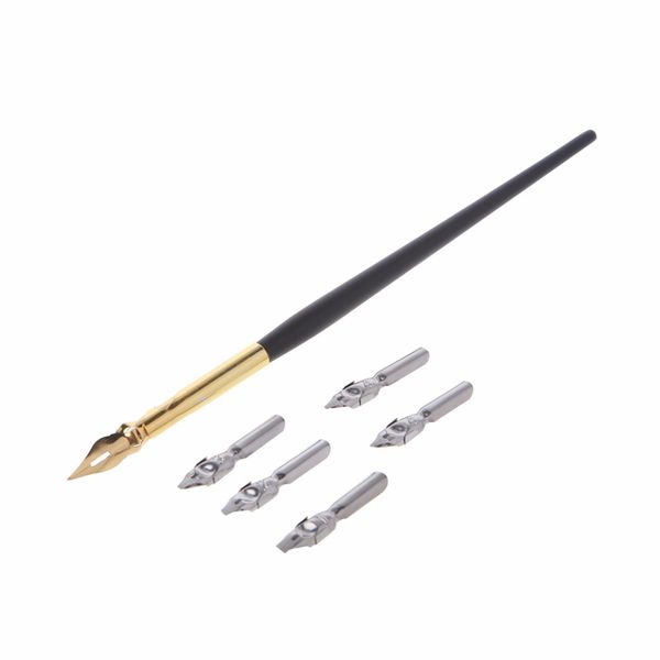 

1 pcs dip pen x5 pcs nib calligraphy drawing dip ink nib pen set signature writing antique elegant gifts for students business