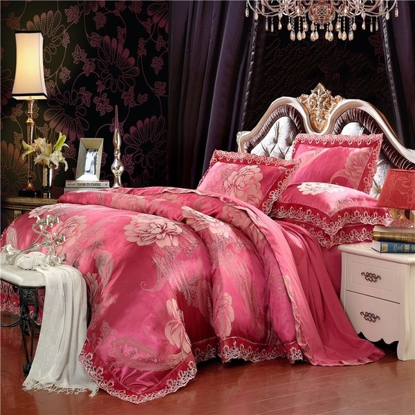 Golden White Color Stain Luxury Bedding Set King Queen Size Royal