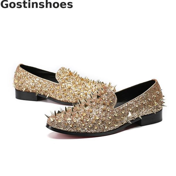 

fashion rivets decoration golden color men loafers genuine leather men casual shoes slip-on leisure shoes, Black