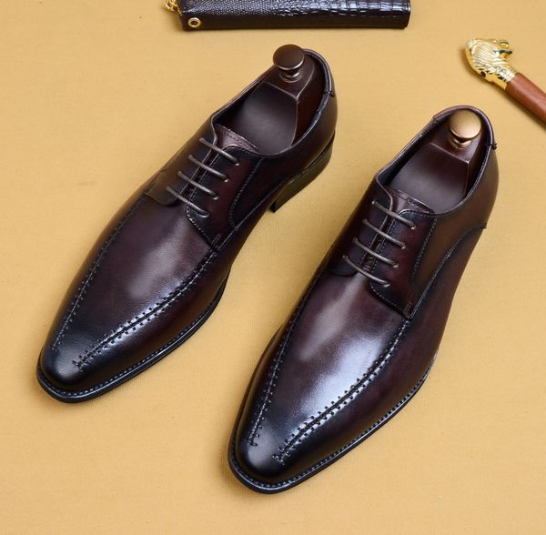 

new men spring autumn elegant formal dress shoes pointed toe comfortable party prom shoes, Black