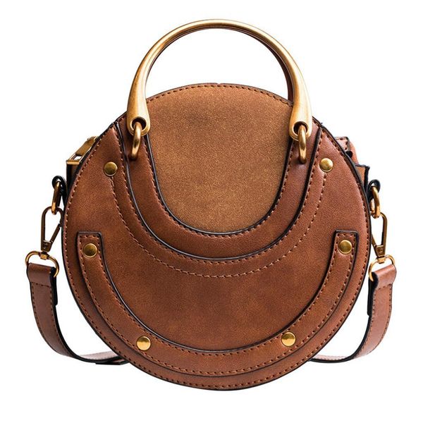 

vintage scrub leather round designer crossbody bag for women 2019 retro shoulder bags ladies small handbags mini tote bag #h30