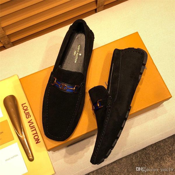 

20mm man flats casual leather shoes designers man loafers moccasins shoes breathable slip on lightweight driving shoes plus size 39-46 ye1, Black