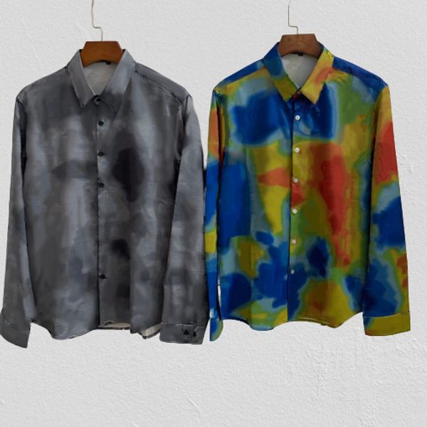 

french monogram mens shirts 3d 2020 fashion letters pattern long sleeves casual printing for male trendy new clothes 4 styles, White;black