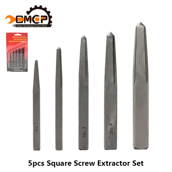 

5pcs 1/8 3/16 15/64 5/16 3/8 square screw extractor set broken screw remover damaged bolt drill bits removal tools