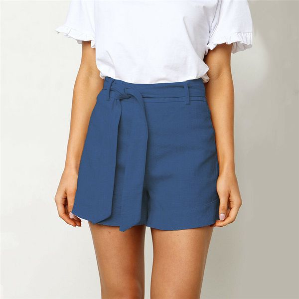 

summer shorts women high waist shorts solid color pants lace up short pants streetwear casual ladies calzones mujer, White;black