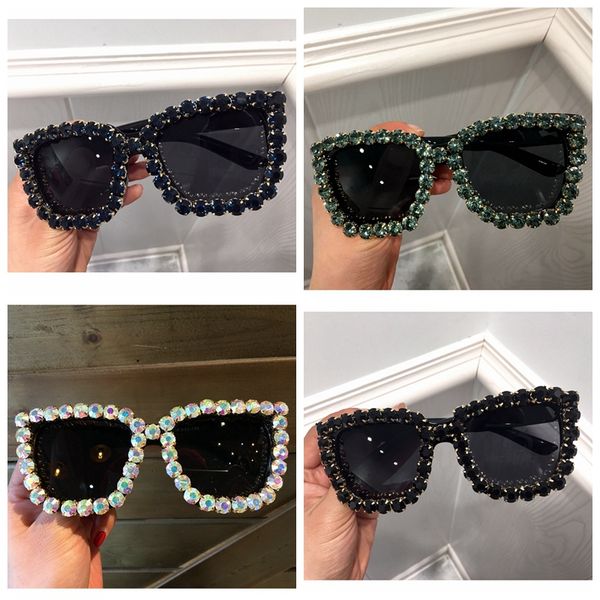 

9 design luxury sunglasses women square vintage sunglasses bling rhinestone sun glasses for woman oversize fashion shade uv400, White;black