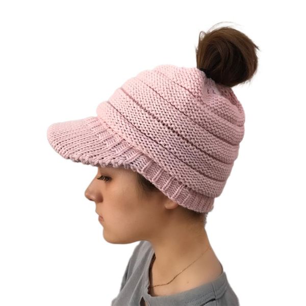 

new ladies winter hat wool knit caps caps outdoor sports warm hat knit ponytail female earmuffs, Blue;gray