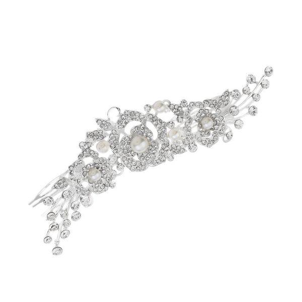 

wedding party 15x6cm hairpins beaded flower leaf headwear of bride crown diamond headwear for bride acting initiation graduation rs-164, Golden;silver