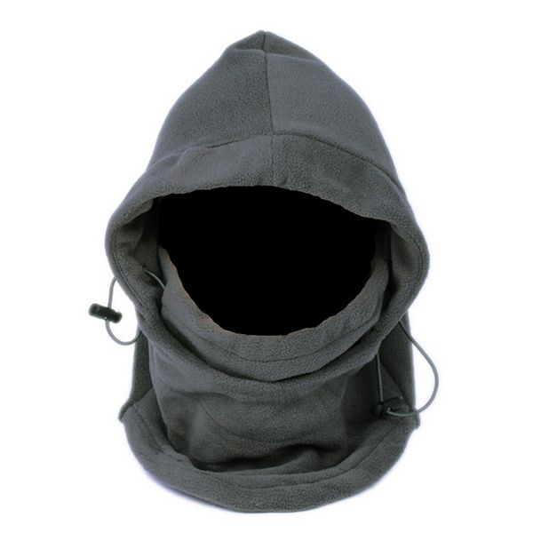

outdoor winter thermal fleece full face mask hat neck warmer (grey, Black