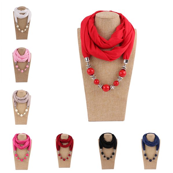

new fashion women solid jewelry alloy pendant scarf pearl shawls and wraps soft female accessories le372, Red;brown