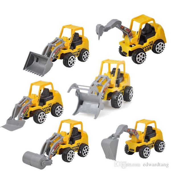 Mini camion Diecast Model Automobili giocattolo, escavatore, rullo stradale, carrello elevatore, frantoio, bulldozer, 6 pezzi un set di veicoli di ingegneria, regalo di compleanno del bambino di Natale