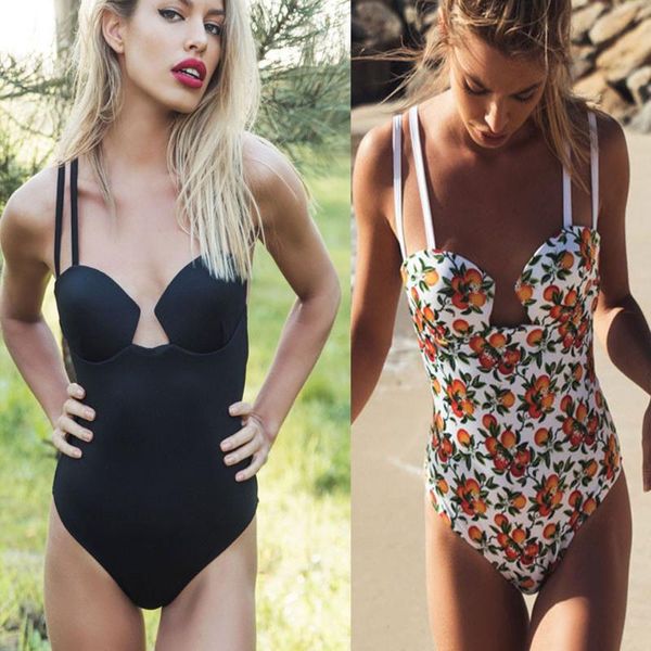 

feminino swimwear 2019 print swimsuit women floral beachwear one piece bodysuit woman solid swimming traje de bano maio, White;black