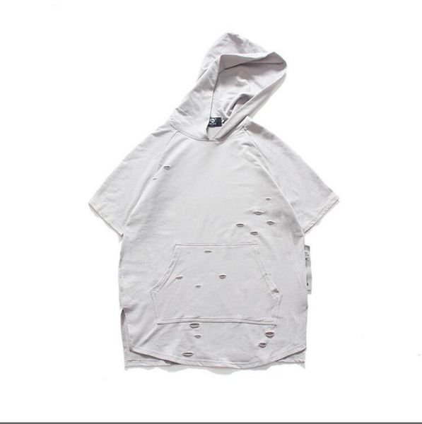 

2019 new fashion mens t-shirt fit slim short sleeve hooded sweatshirt casual hoody clothes muscle sweat shirt, White;black