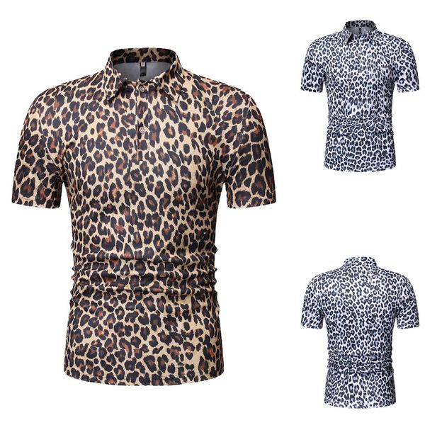 

men casual vintage print short sleeve turn-down collar shirt blouses breathable men shirt, White;black