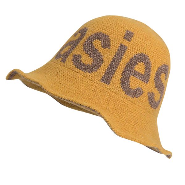 

letter bucket hat wool knitted harajuku sun cap fashion casual autumn and winter bucket hat #yl5