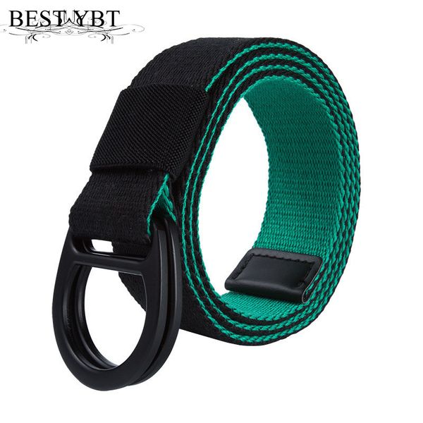 

ybt belt canvas alloy double ring buckle women belt cowboy outdoor sports fashion casual men, Black;brown
